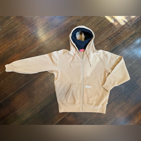 NWT SS2023 SUPREME DOUBLE HOOD FACEMASK ZIP-UP HOODIE LIGHT BROWN MEDIUM - Picture 2 of 16